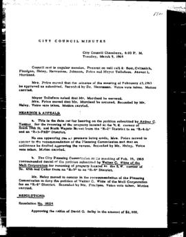 City Council Meeting Minutes, March 9, 1965