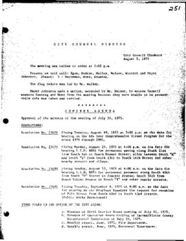 City Council Meeting Minutes, August 5, 1975
