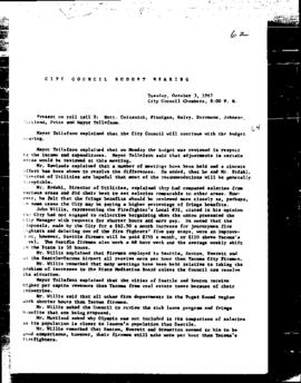 City Council Meeting Minutes, Budget, October 3, 1967