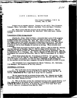 City Council Meeting Minutes, May 31, 1966