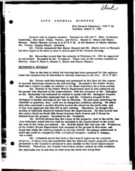 City Council Meeting Minutes, March 7, 1961