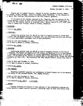 City Council Meeting Minutes, December 6, 1954