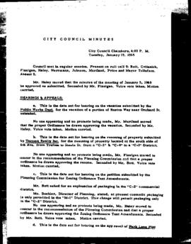 City Council Meeting Minutes, January 19, 1965
