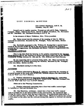 City Council Meeting Minutes, July 27, 1965