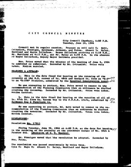 City Council Meeting Minutes, June 16, 1964