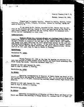 City Council Meeting Minutes, January 30, 1956