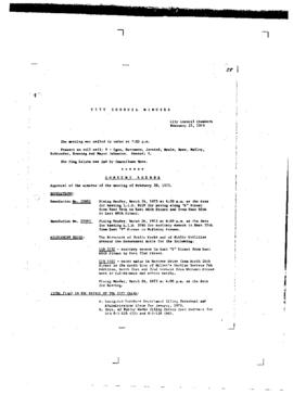 City Council Meeting Minutes, February 27, 1973