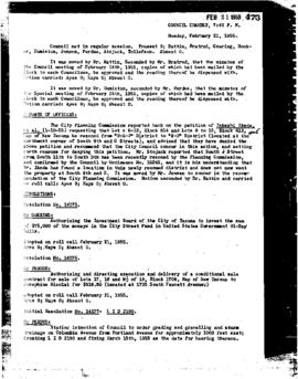 City Council Meeting Minutes, February 21, 1955