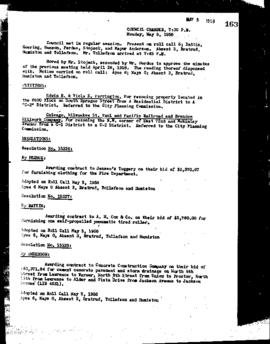 City Council Meeting Minutes, May 5, 1958