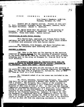 City Council Meeting Minutes, November 16, 1965
