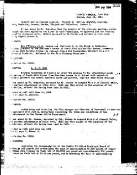 City Council Meeting Minutes, June 14, 1954