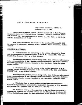 City Council Meeting Minutes, February 2, 1965