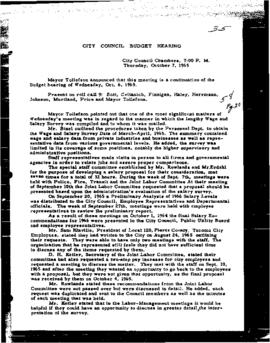 City Council Meeting Minutes, October 7, 1965
