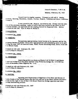 City Council Meeting Minutes, February 25, 1957