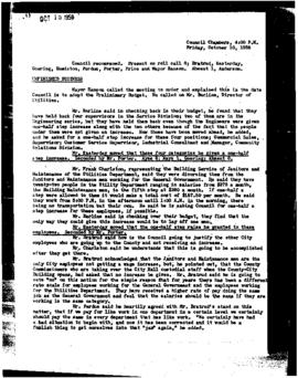 City Council Meeting Minutes, October 10, 1958
