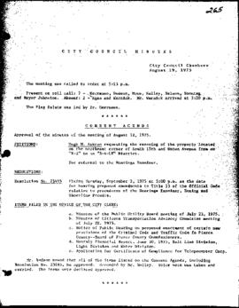 City Council Meeting Minutes, August 19, 1975