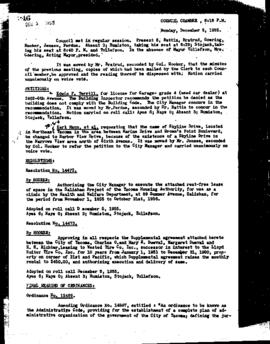 City Council Meeting Minutes, December 5, 1955