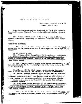 City Council Meeting Minutes, June 25, 1963
