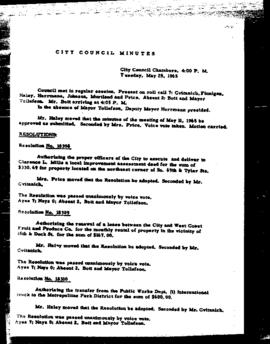 City Council Meeting Minutes, May 25, 1965