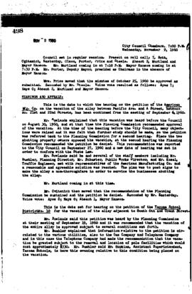 City Council Meeting Minutes, November 9, 1960