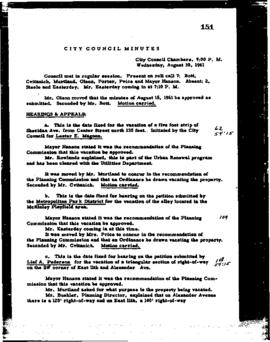 City Council Meeting Minutes, August 30, 1961