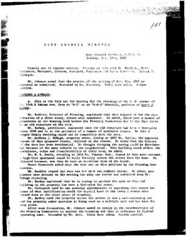 City Council Meeting Minutes, December 19, 1967