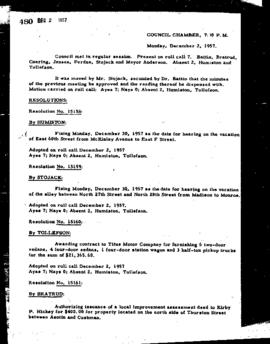 City Council Meeting Minutes, December 2, 1957