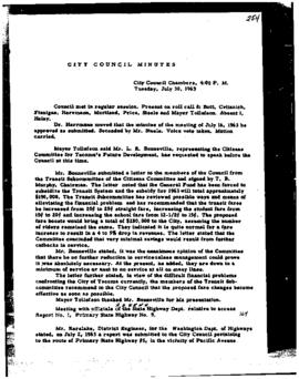 City Council Meeting Minutes, July 30, 1963