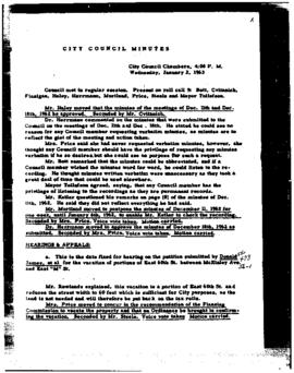 City Council Meeting Minutes, January 2, 1963