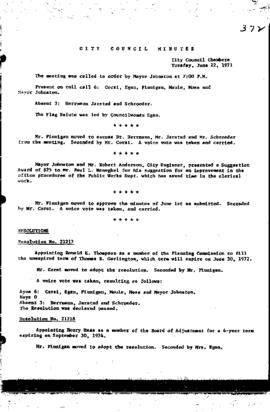 City Council Meeting Minutes, June 22, 1971
