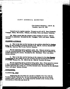 City Council Meeting Minutes, April 20, 1965