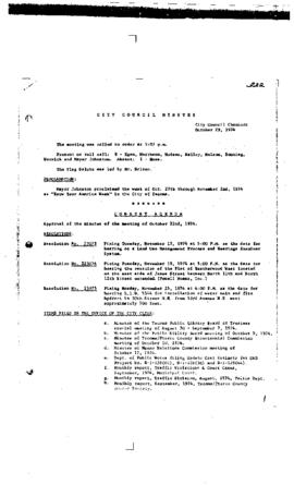City Council Meeting Minutes, October 29, 1974