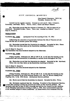 City Council Meeting Minutes, January 24, 1961