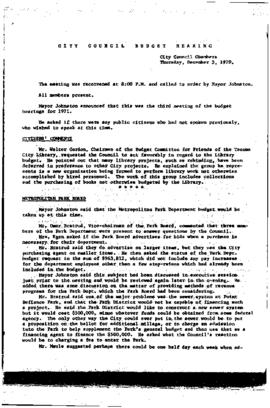 City Council Meeting Minutes, December 3, 1970