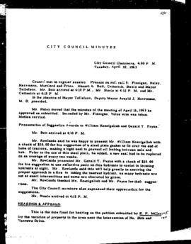 City Council Meeting Minutes, April 30, 1963