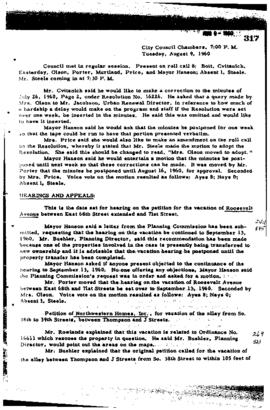 City Council Meeting Minutes, August 9, 1960