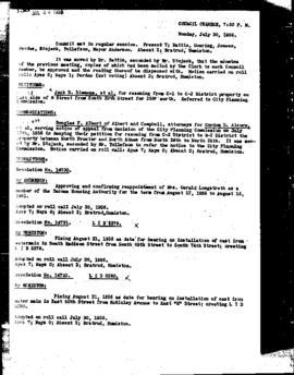 City Council Meeting Minutes, July 30, 1956