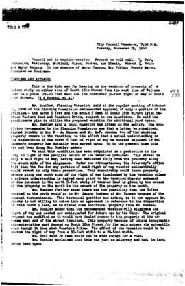 City Council Meeting Minutes, November 29, 1960