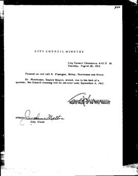 City Council Meeting Minutes, August 28, 1962