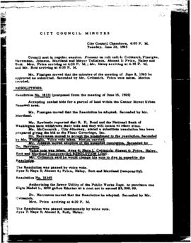 City Council Meeting Minutes, June 22, 1965