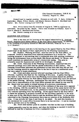 City Council Meeting Minutes, August 23, 1960