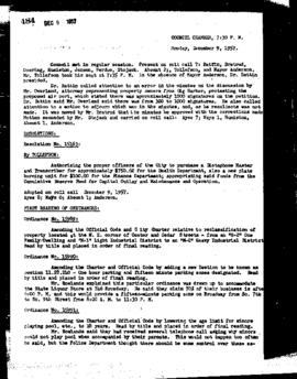 City Council Meeting Minutes, December 9, 1957
