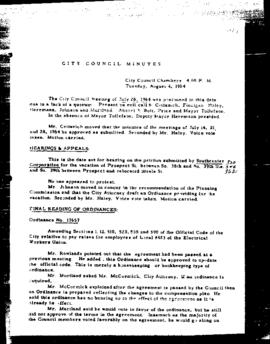 City Council Meeting Minutes (1 of 2), August 4, 1964