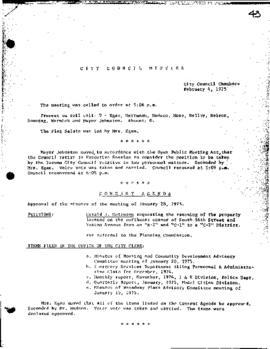 City Council Meeting Minutes, February 4, 1975