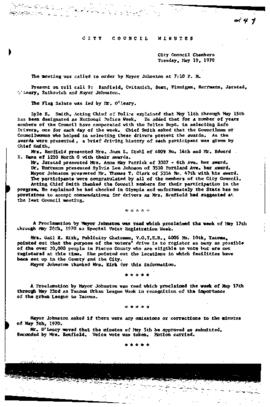 City Council Meeting Minutes, May 19, 1970