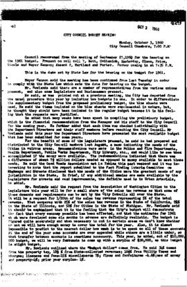 City Council Meeting Minutes, October 3, 1960