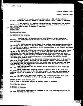 City Council Meeting Minutes, June 23, 1958
