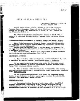 City Council Meeting Minutes, July 19, 1966
