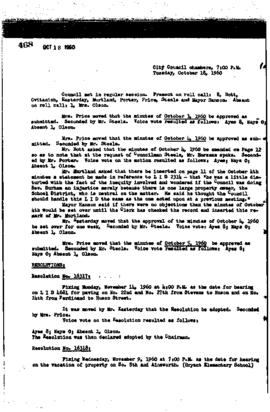 City Council Meeting Minutes, October 18, 1960