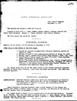 City Council Meeting Minutes, September 9, 1975